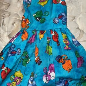 Colorful Cat Print Kids Dress